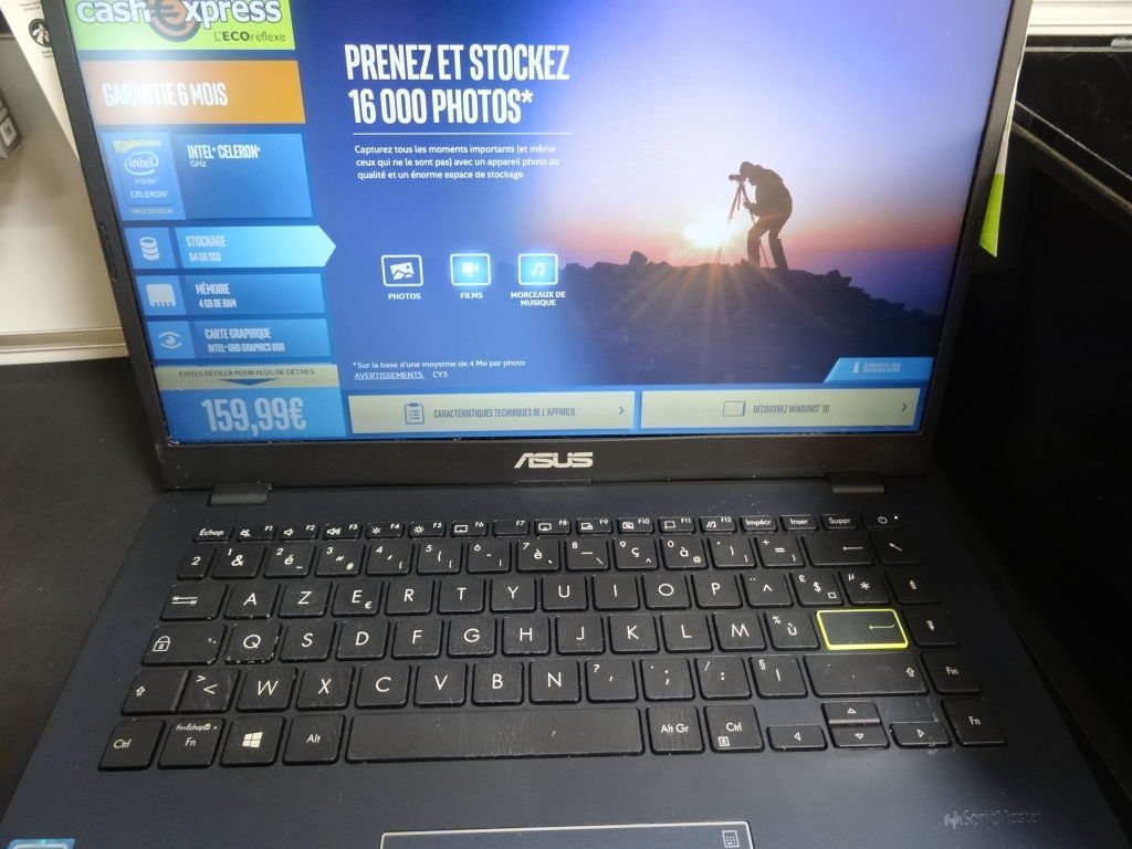 Ordinateur portable celeron n4020 1.10 ghz cpu r429m 13" 128go 4go