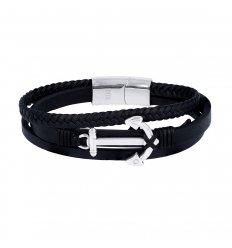 Bracelet cuir et tissus